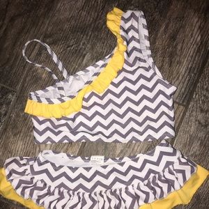 Little Girls’ Chevron Ruffle Bikini